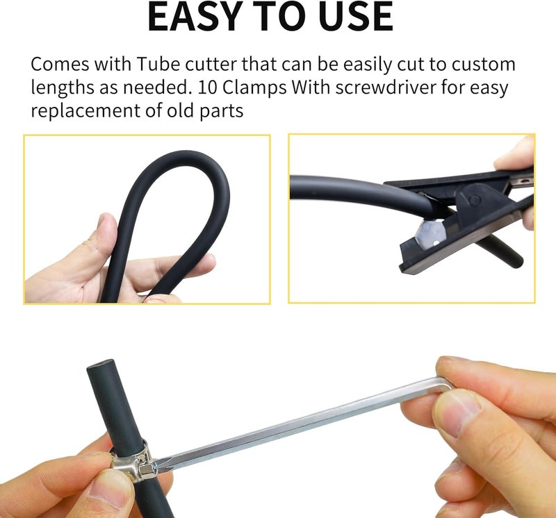 Unicaravan Silicone Vacuum Hose 10FT ID 1/8" (3mm), Wall Thickness 4mm,Matte Black Tubing, With 10PCS Clamps, Tube Cutter, screwdriver,Automotive Marine & Industrial Use - Image 2